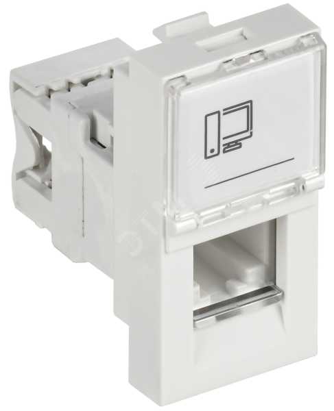 PRIMER РКИ-10-00-П-6 Розетка компьютерная RJ45 UTP кат.6 (1 модуль) белая IEK PR-KK40D-RI-0-1-C06U-K01