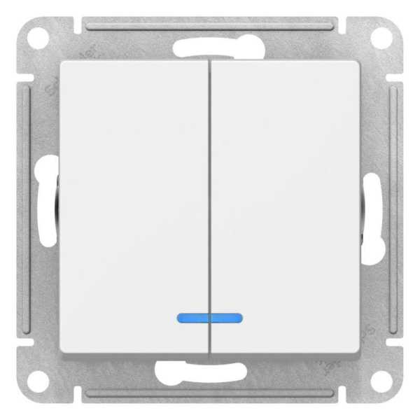 Выключатель 2-кл. AtlasDesign (сх. 5а) 10AX с подсветкой механизм лотос SE ATN001353