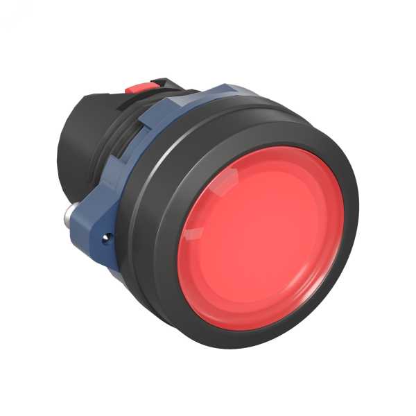 Головка кнопки плоская прозрачная с  фиксацией, красная M22P-FLLRP