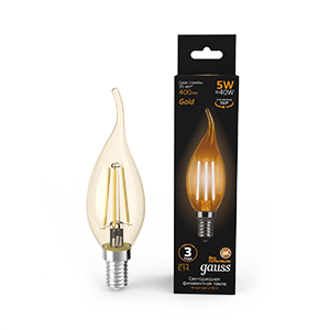 Лампа LED Filament Candle tailed E14 5W 2700K Golden 1/10/50 104801005