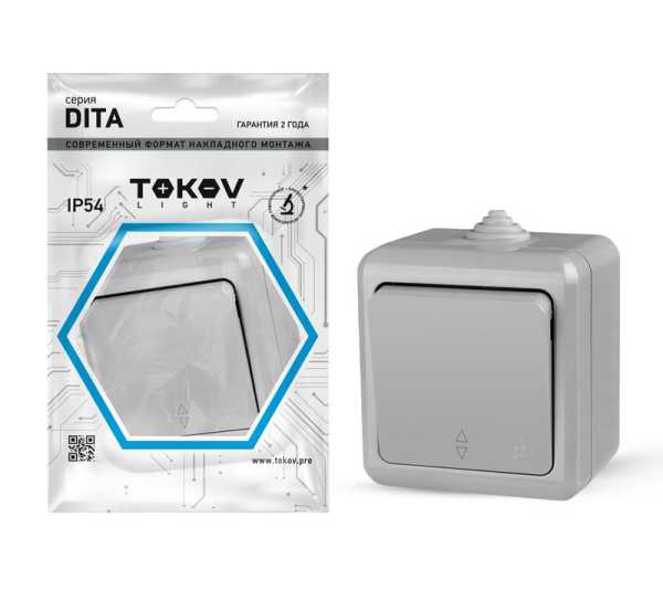 Переключатель 1-кл. ОП Dita IP54 10А 250В сер. TKL-DT-P1-C06-IP54