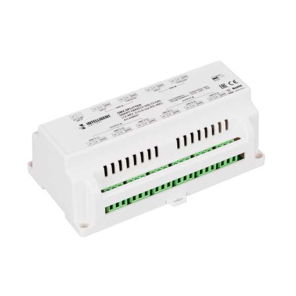 INTELLIGENT ARLIGHT Сплиттер SMART-DMX512-306-72-DIN (12-48V, 2-in, 6-out, RS-485) 038937