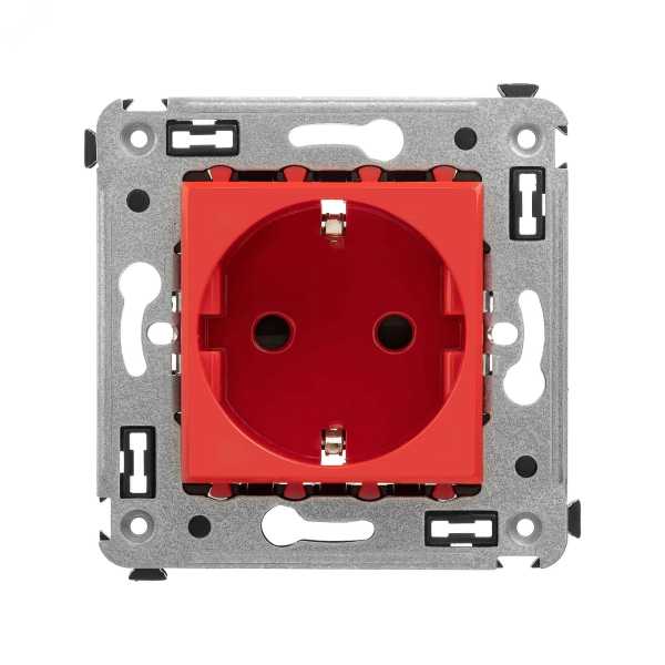 Розетка 1-м СП 2мод. Avanti "Красный квадрат" 16А IP20 2P+E защ. шторки красн. 4401003