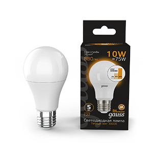 Лампа LED A60 10W E27 2700K step dimmable 1/10/50 102502110-S