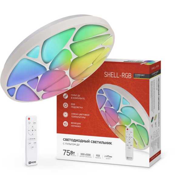 Светильник светодиодный COMFORT SHELL-RGB 75Вт 230В 3000-6500К 6000лм 495х85мм с пультом ДУ 4690612044651