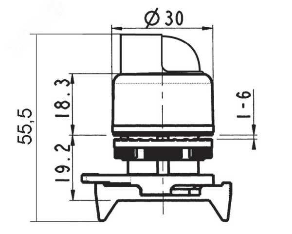 Переключатель на 3 положения с возвратом стандартная ручка, черный ASSB6T3