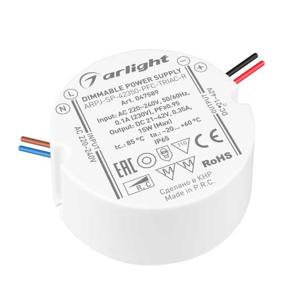 Блок питания ARPJ-SP-42350-PFC-TRIAC-R (15W, 21-42V, 350mA) 047589