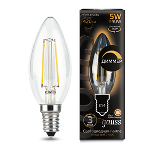 Лампа LED Filament Candle dimmable E14 5W 2700К 1/10/50 103801105-D