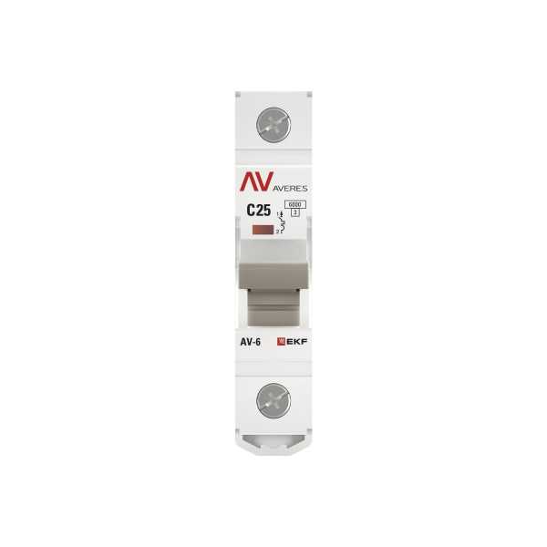 Выключатель автоматический модульный 1п C 25А 6кА AV-6 AVERES EKF mcb6-1-25C-av