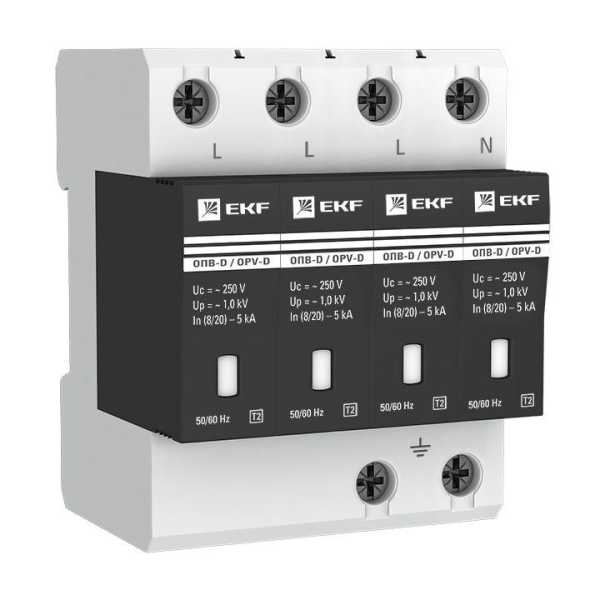 Ограничитель импульсных напряжений ОПВ-D/4P In 5кА 275В с сигн. PROxima opv-d4