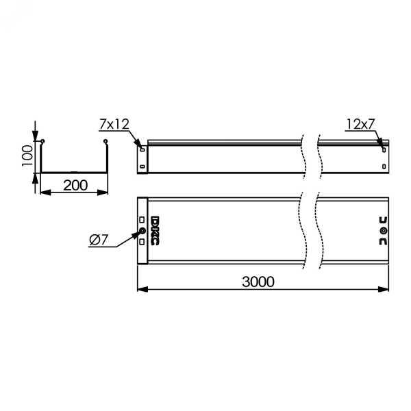 DKC Лоток 200х100 L3000, горячеоцинкованный