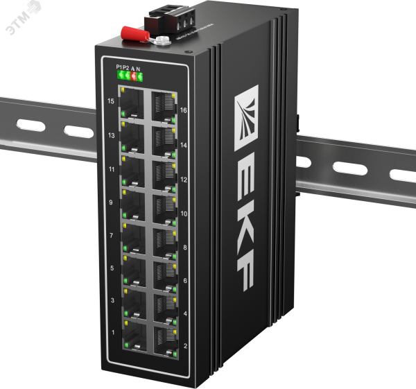 Коммутатор промышленный неуправляемый U-16T, 16 портов 10/100Base-T(X) RJ45, монтаж на динрейку TSX EKF TSX-U-16T EKF