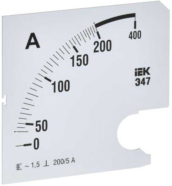 Шкала сменная для амперметра Э47 200/5А-1.5 96х96мм IPA20D-SC-0200