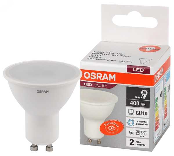 Лампа светодиодная LED Value LVPAR1635 5SW/865 5Вт GU10 230В 10х1 RU OSRAM 4058075581395