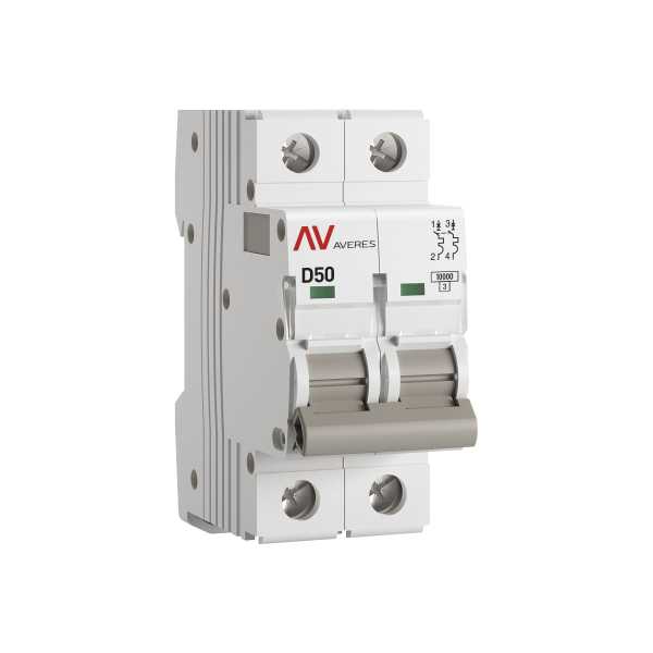 mcb10-2-50D-av Выключатель автоматический AV-10 2P 50A (D) 10kA EKF AVERES(кр.1шт)