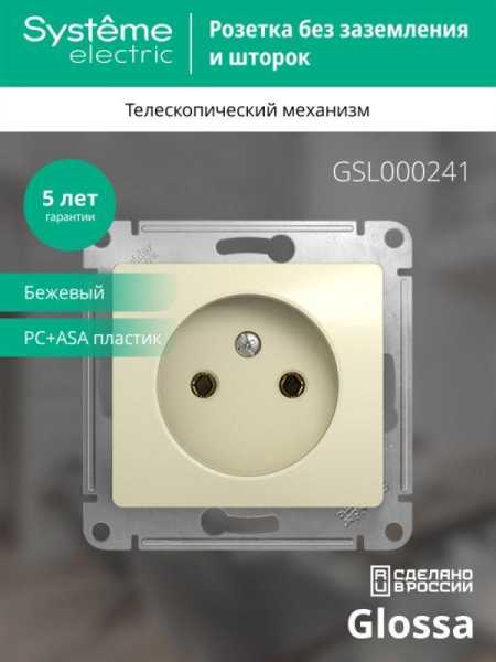 Розетка 1-м СП Glossa 16А IP20 без заземл. механизм беж. SE GSL000241