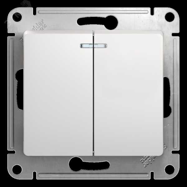 Выключатель 2-кл. СП Glossa 10А IP20 (сх. 5а) 10AX с подсветкой механизм бел. SE GSL000153