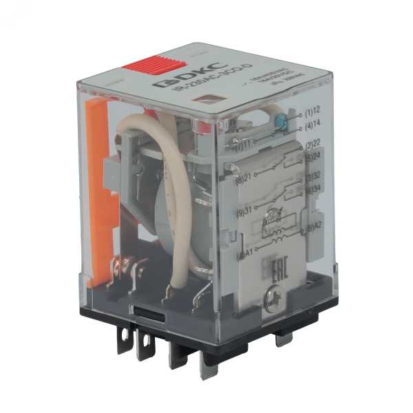 Реле миниатюрное силовое, 3CO, ком. ток 16А, AgSnO, напряжение 230V AC,опция: тест-кнопка+светодиод IR-230AC-3CO-D