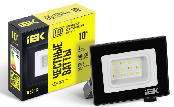 Прожектор светодиодный СДО 06-10 6500К IP65 черн. LPDO601-10-65-K02