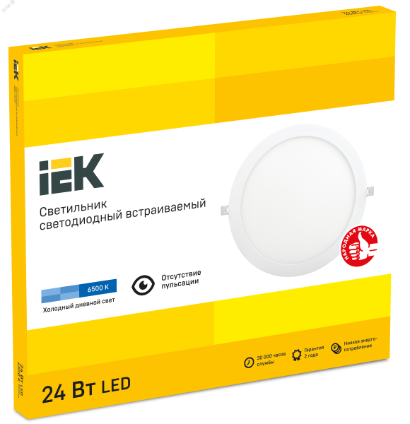 Светильник светодиодный ДВО 1610 24Вт 6500К IP20 круг бел. LDVO0-1610-1-24-6500-K01