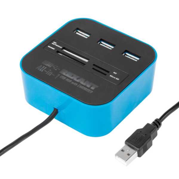 Разветвитель USB на 3 порта + картридер (все в одном) черн. 18-4121 Разветвитель USB на 3 порта + картридер (все в одном) черн. 18-4121