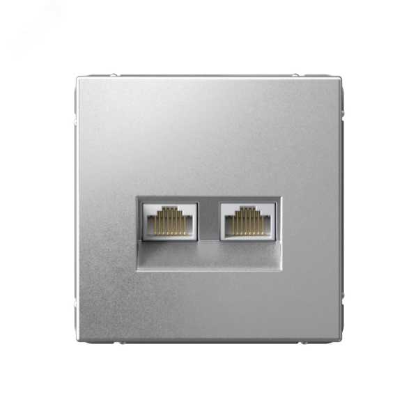 ARTGALLERY РОЗЕТКА двойная компьютерная RJ45+RJ45, кат.6А, механизм, АЛЮМИНИЙ GAL000388