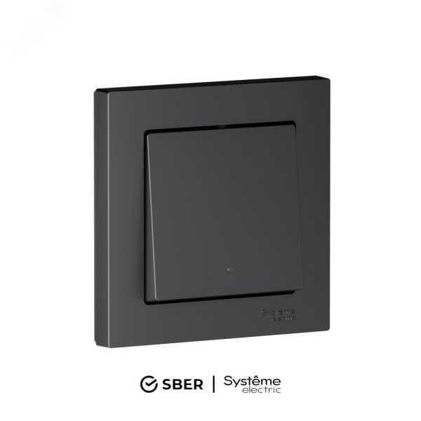 ATLASDESIGN SMART 1-кл. ВЫКЛЮЧАТЕЛЬ с подсв., Zigbee, сх.1, L+N, 10А, мех., КАРБОН ATN001013Z