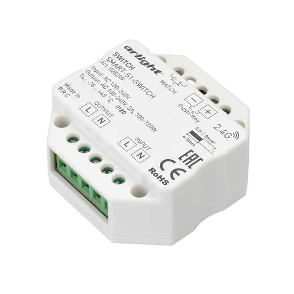 Контроллер-выключатель SMART-S1-SWITCH (230V, 3A, 2.4G) 028299