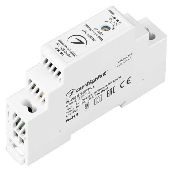 Блок питания ARV-DR15-12 (12V, 1.25A, 15W) 034670