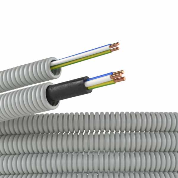 Электротруба ПВХ гибкая гофр. д.16мм, цвет серый, с проводом ПуВ 3х1,5мм РЭК "ГОСТ+", 25м 9P91625