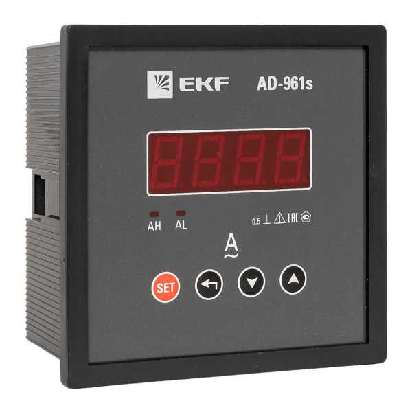Амперметр AD-961s цифровой на панель 96x96 (квадратный вырез) однофазный в коротком корпусе EKF PROxima AD-961s Амперметр AD-961s цифровой на панель 96x96 (квадратный вырез) однофазный в коротком корпусе EKF PROxima AD-961s