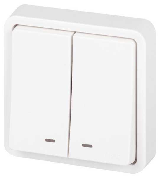 Выключатель Эксперт 11-1525-01 двойн. с подсветкой IP55 10АХ-250В СУ бел. Эра Б0063304