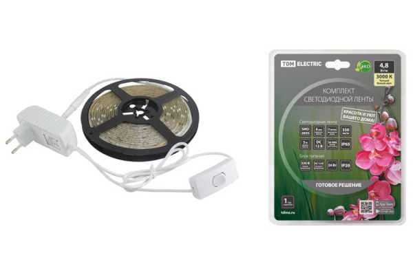 Комплект светодиодной лентыSMD2835-60LED/м-12 В-4,8 Вт/м-IP65-3000 К (5м), 24 Вт SQ0331-0229