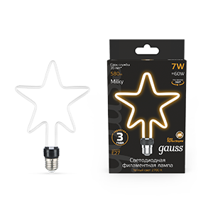 Лампа Filament Artline Star 7W 580lm 2700К Е27 milky LED 1/10/100 1006802104