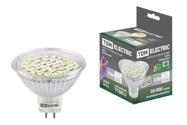 Лампа светодиодная MR16-3 Вт-220 В -3000 К–GU 5,3 SMD SQ0340-0002