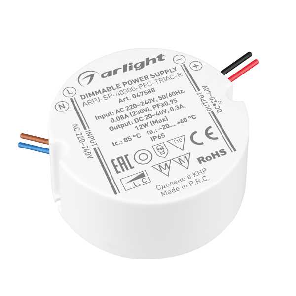 Блок питания ARPJ-SP-40300-PFC-TRIAC-R (12W, 20-40V, 300mA) 047588