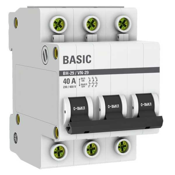 Выключатель нагрузки 3P 40А ВН-29 Basic SL29-3-40-bas