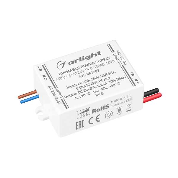 Блок питания ARPJ-SP-39260-PFC-TRIAC-MINI (10W, 20-39V, 260mA) 047587