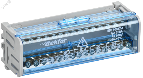 TEKFOR Шины на DIN-рейку (кросс-модуль) ШНК 2х15 L+PEN IEK TF-DN10-2-15-125