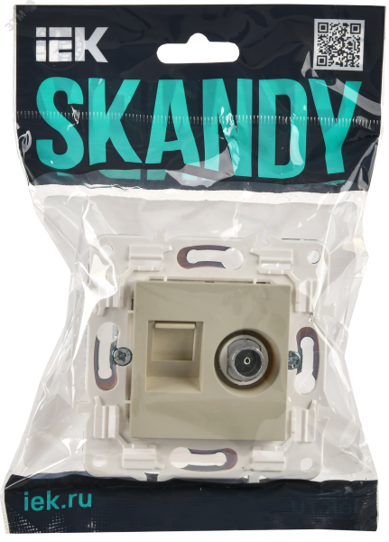 SKANDY Розетка двойная TV+RJ45 кат.5E SK-A14B бежевый IEK SK-AK20-1-K10
