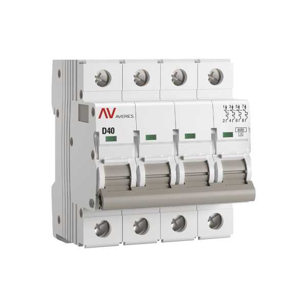 mcb6-4-40D-av Выключатель автоматический AV-6 4P 40A (D) 6kA EKF AVERES(кр.1шт)