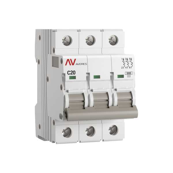 mcb10-3-20C-av Выключатель автоматический AV-10 3P 20A (C) 10kA EKF AVERES(кр.1шт)