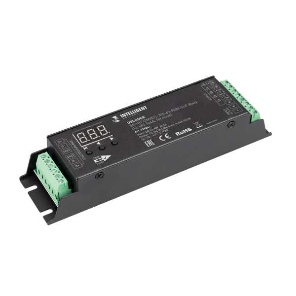 INTELLIGENT ARLIGHT Декодер SMART-DMX512-305-63-RDM-SUF Black (12-48V, 5x4A, Terminal) 036244