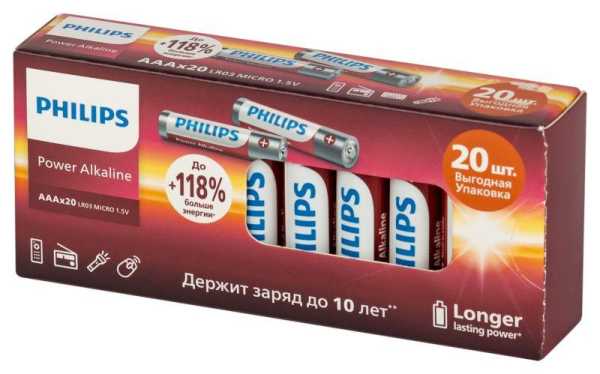 Элемент питания алкалиновый AA/LR6 1.5В Power (блист. 20шт) Philips Б0064673