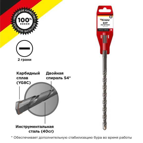 Бур по бетону 10x210мм SDS PLUS KR-91-0019