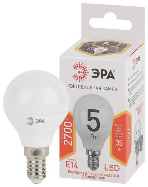 Лампочка светодиодная STD LED P45-5W-827-E14 E14 / Е14 5Вт шар теплый белый свет Б0028485