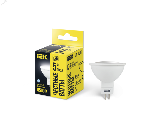 Лампа светодиодная ECO MR16 софит 5Вт 230В 6500К GU5.3 LLE-MR16-5-230-65-GU5