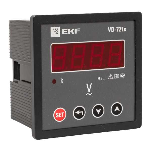 Вольтметр VD-721s цифровой на панель 72x72 (квадратный вырез) однофазный в коротком корпусе EKF PROxima VD-721s Вольтметр VD-721s цифровой на панель 72x72 (квадратный вырез) однофазный в коротком корпусе EKF PROxima VD-721s