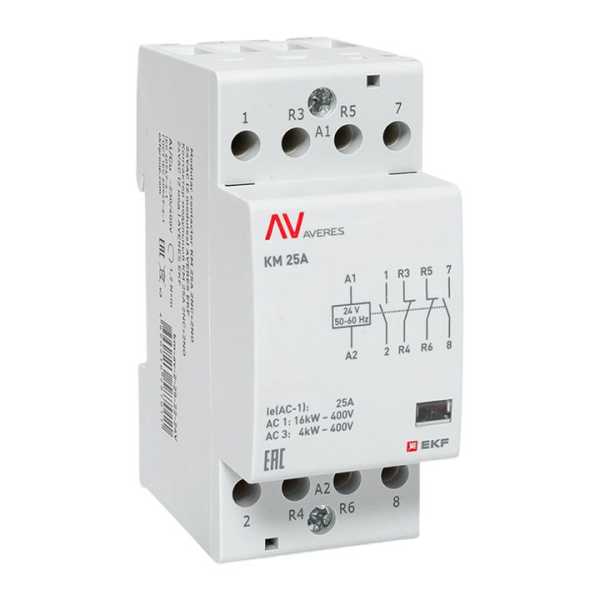 Контактор модульный КМ 25А 2NC+2NO 24VAC (2 мод.) AVERES EKF