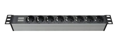 Блок распределения питания (PDU) 19" 16A с индикацией, Вых:8 Schuko, Вх:Schuko R519SH8CD